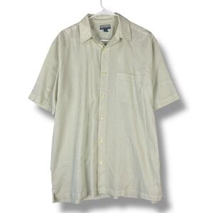 Breakwater Mens Performance Shirt Size M Yellow White Check Short Sleeve